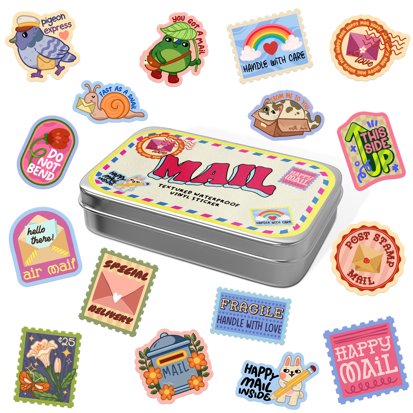 Mail Stickers Tin Can