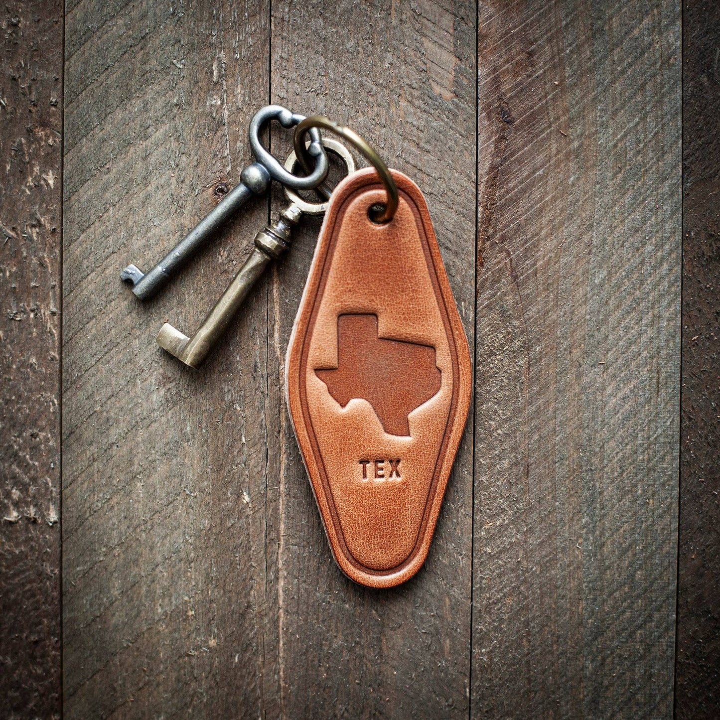 Tex Leather Keychain