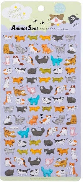 Happy Kitty Puffy Stickers