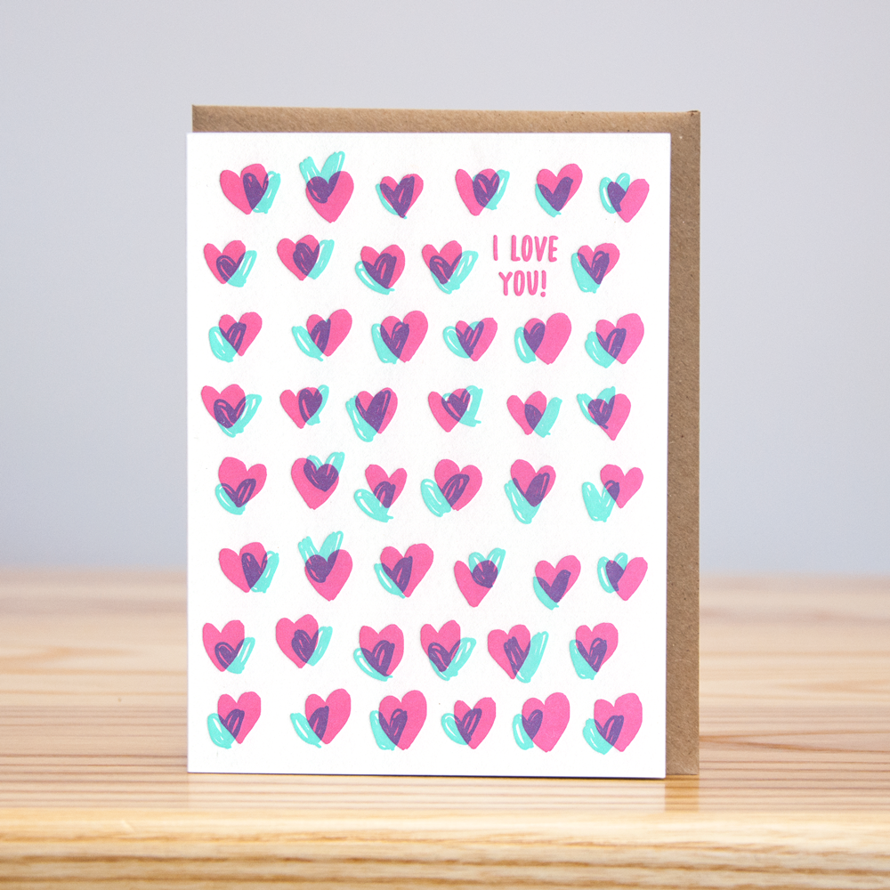 Hearts Pattern I Love You Card