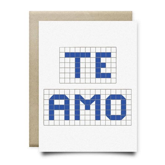 Te Amo Houston Blue Tile Card