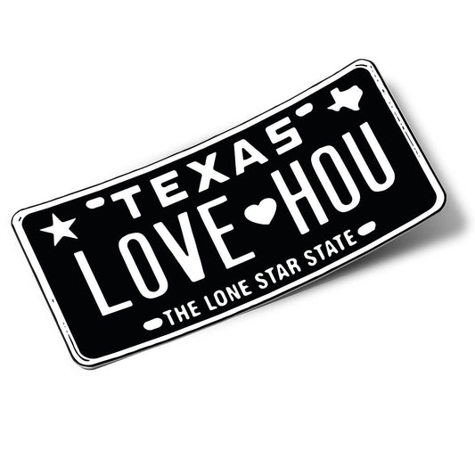 Love HOU Texas License Plate Sticker
