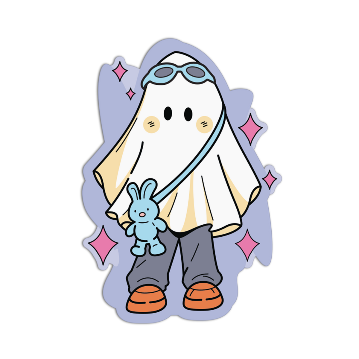 Bunny Bag Ghost Textured Sticker