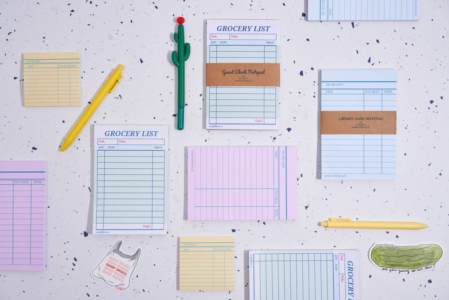 Library Card Notepad Blue