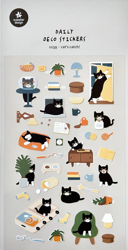 Cats Catch Day Stickers