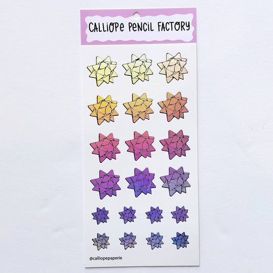 Silver Holo Sticky Bow Sticker Sheet