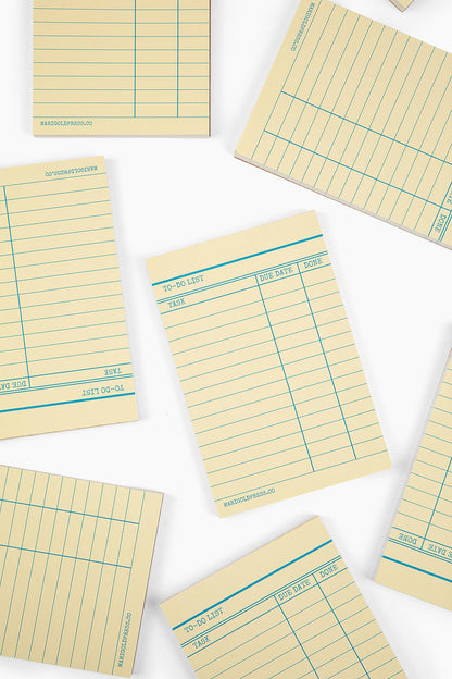 Library Card Notepad Yellow