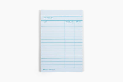 Library Card Notepad Blue