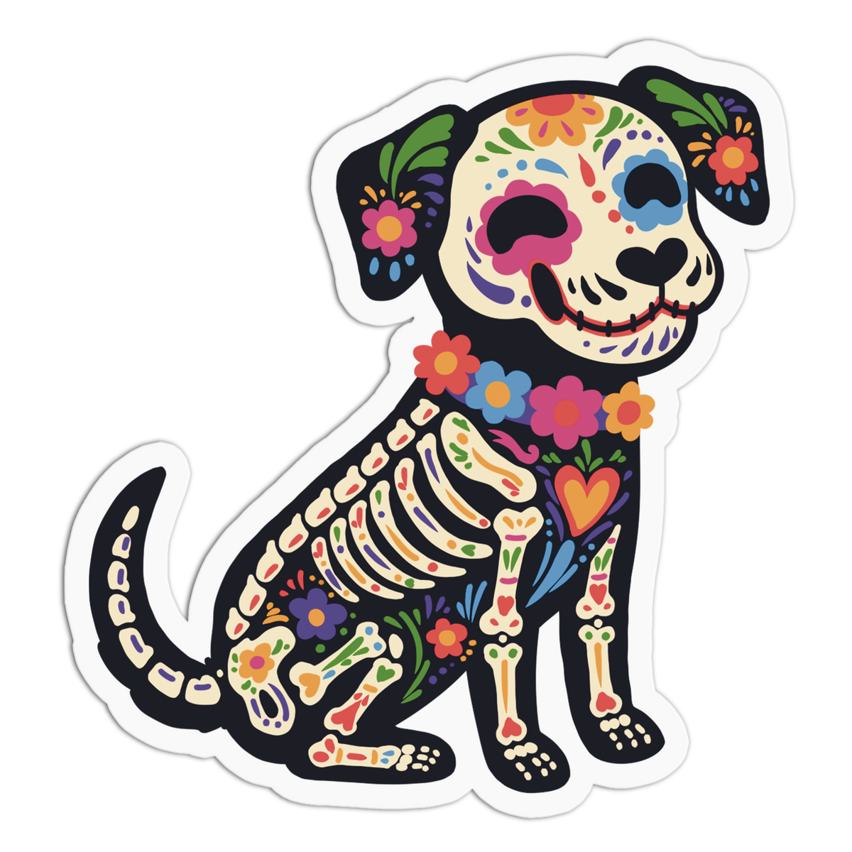 Happy Dog Day Of The Dead Textured Stickers