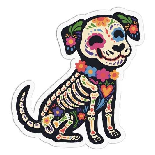 Happy Dog Day Of The Dead Textured Stickers