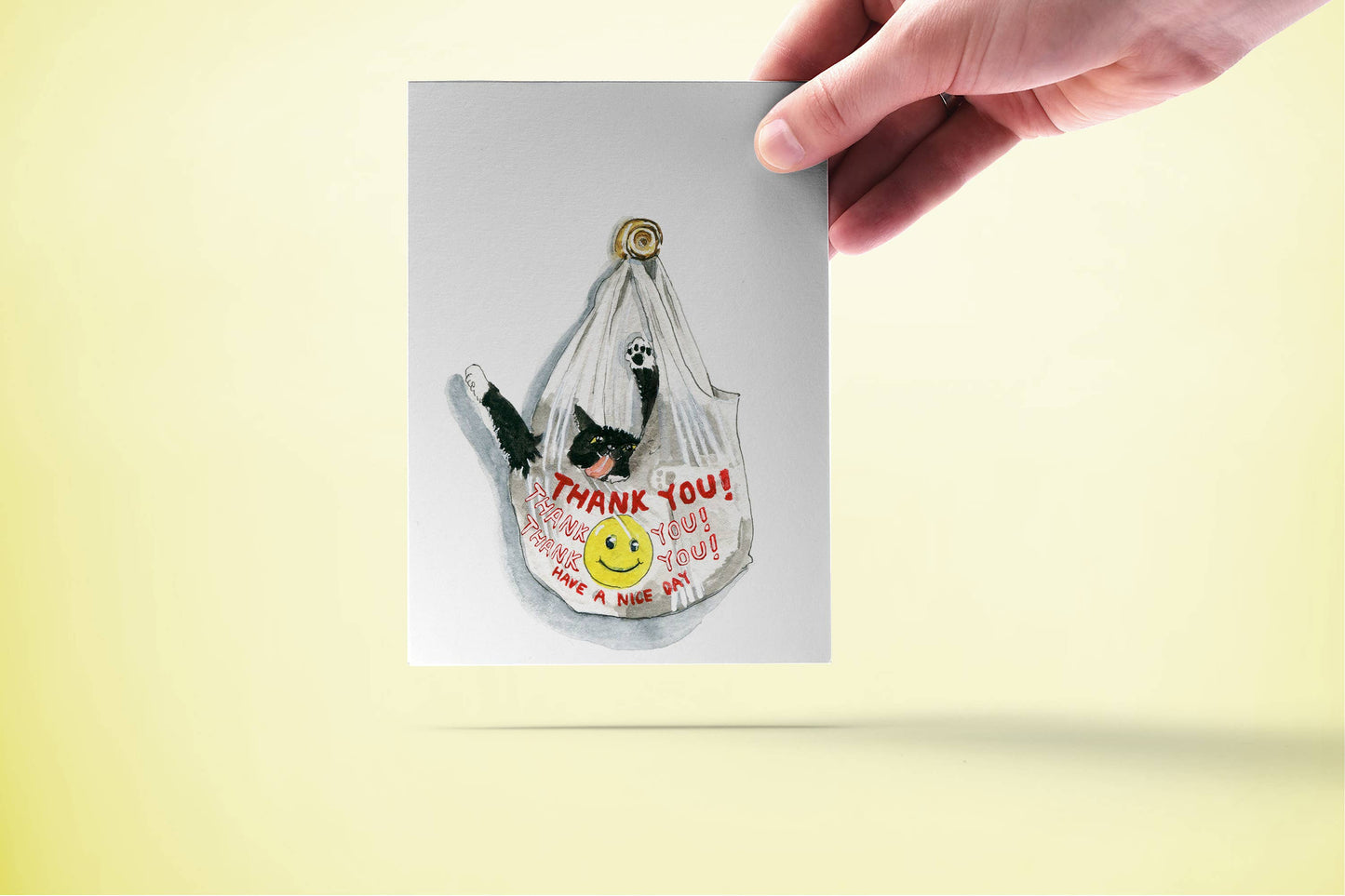 Thank You Bag Cat Card