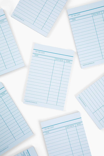 Library Card Notepad Blue