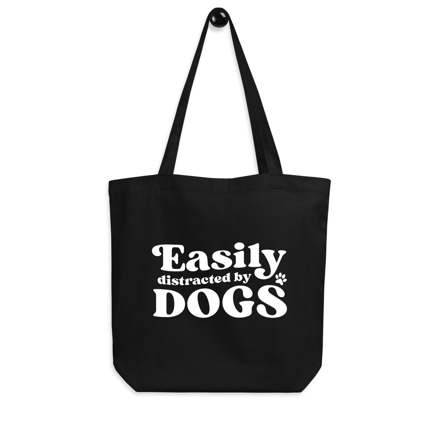 Easily Distracted by Dogs Tote Bag ☞ Black