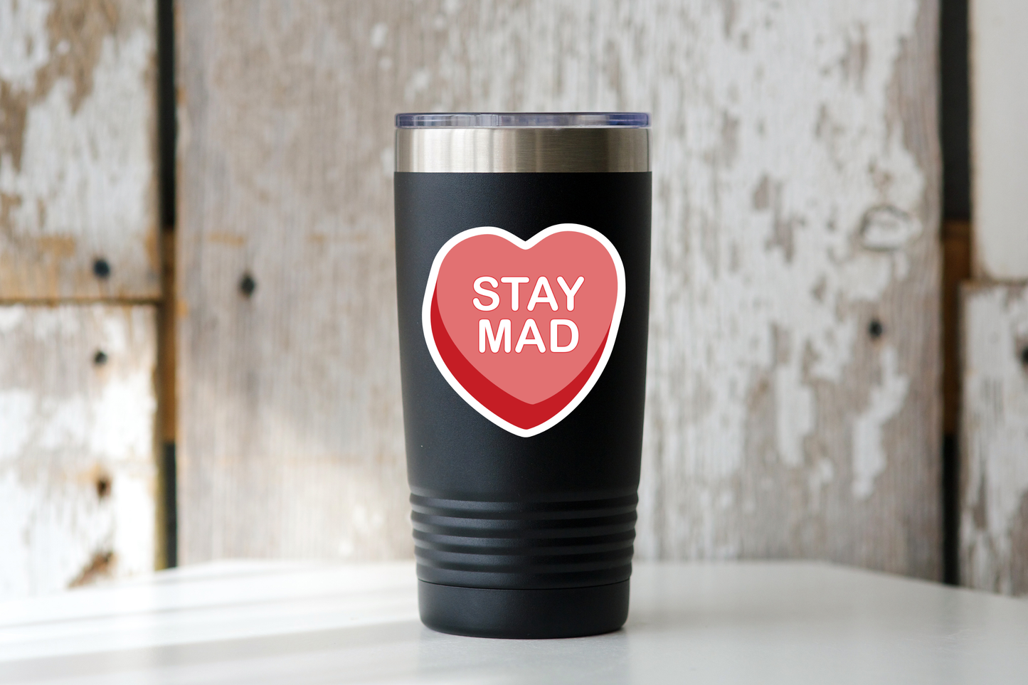 STAY MAD Conversation Heart Sticker