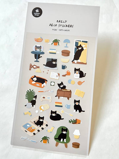 Cats Catch Day Stickers