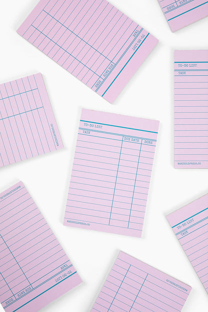 Library Card Notepad Pink