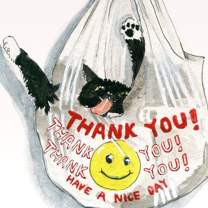 Thank You Bag Cat Card