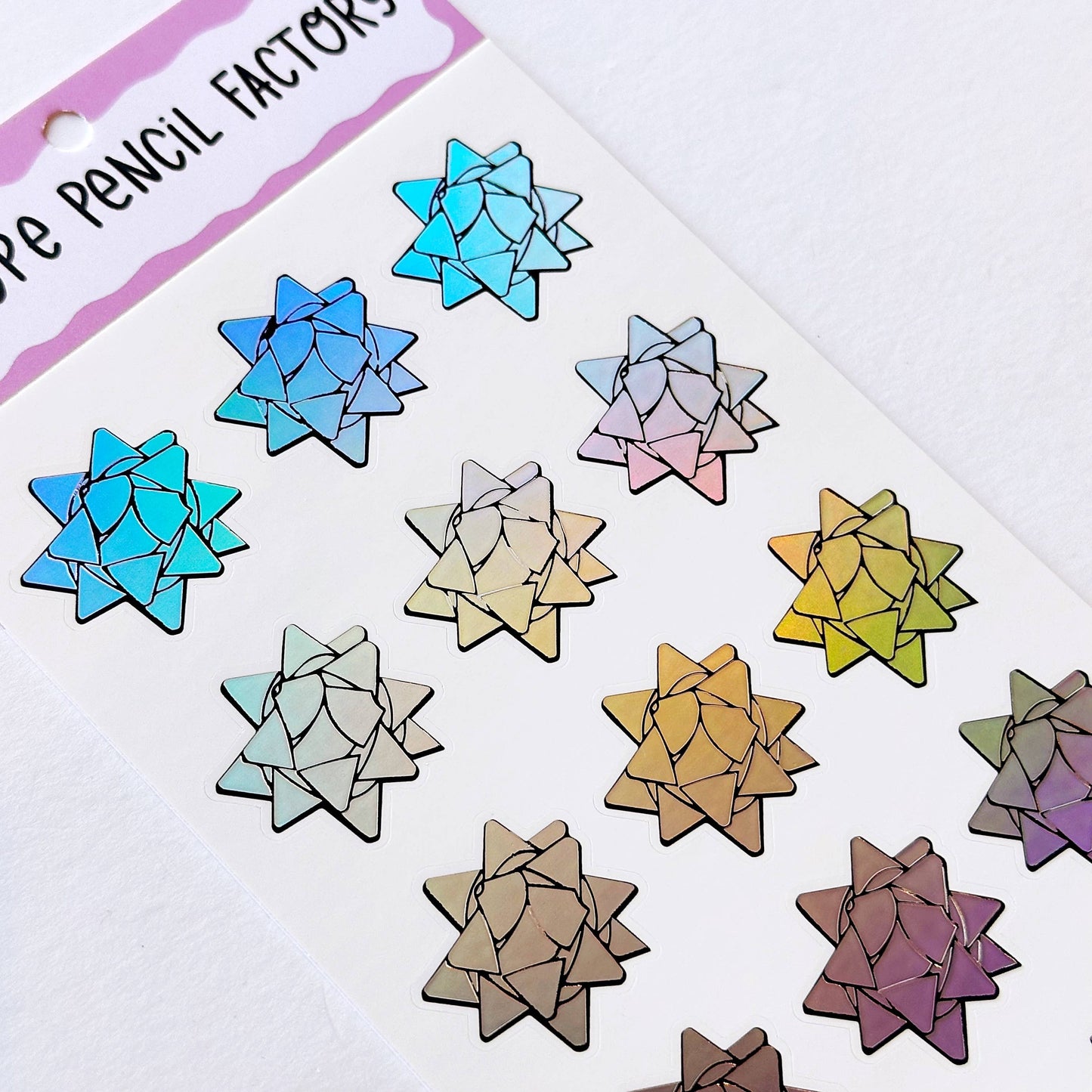 Silver Holo Sticky Bow Sticker Sheet