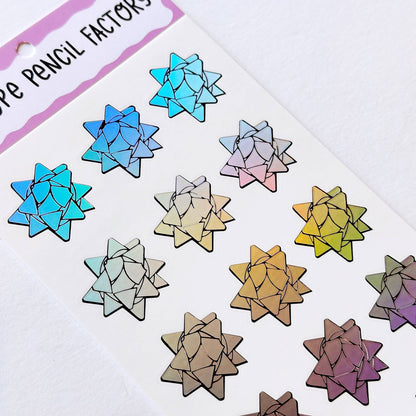 Silver Holo Sticky Bow Sticker Sheet
