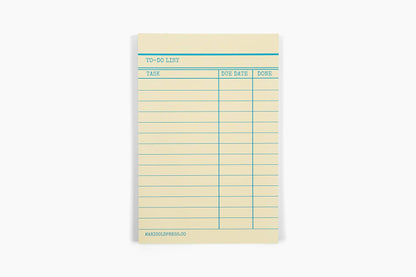 Library Card Notepad Yellow