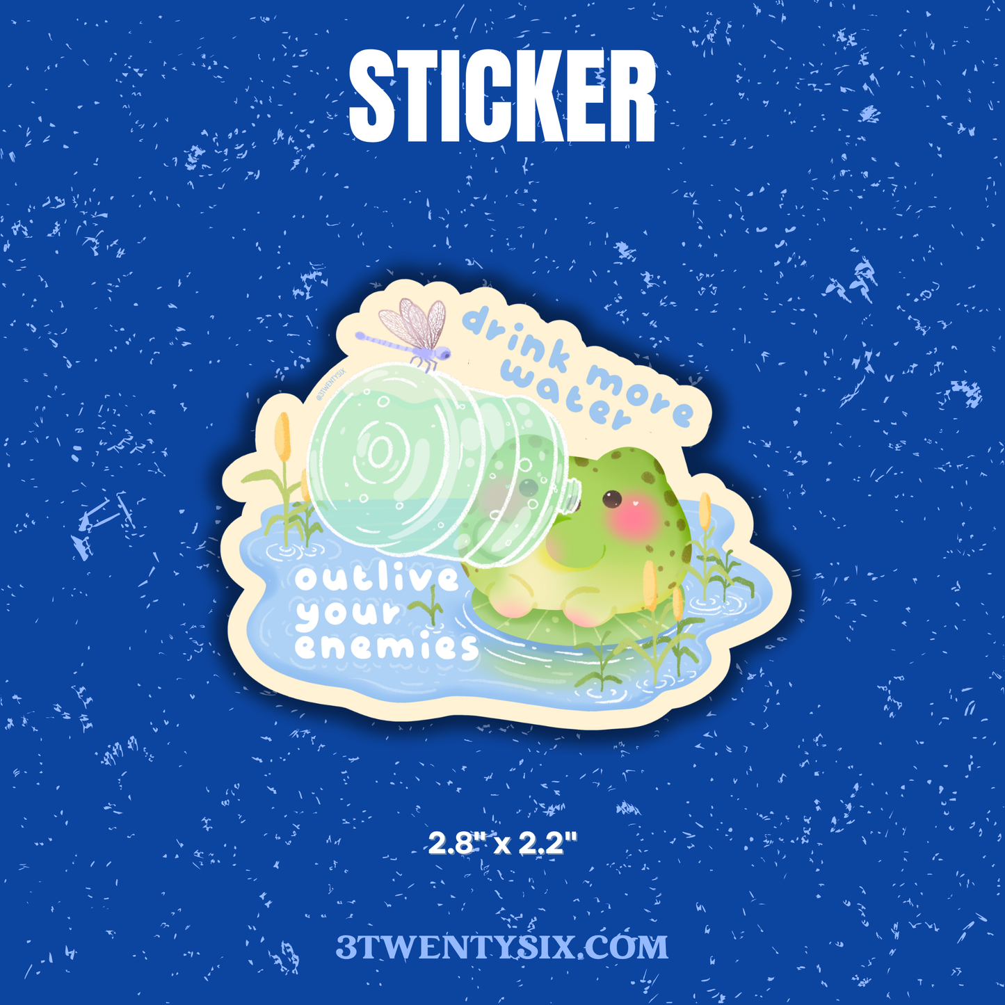 Drink More Water Frog Sticker